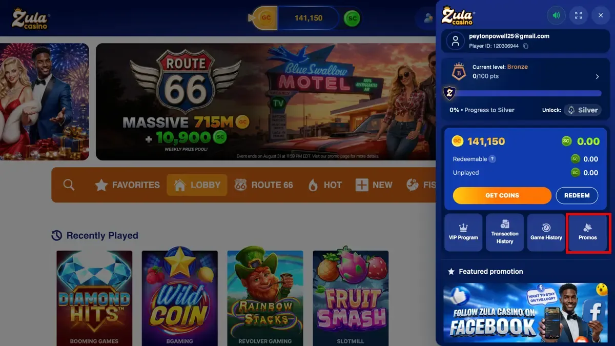 Zula Casino ongoing promotions
